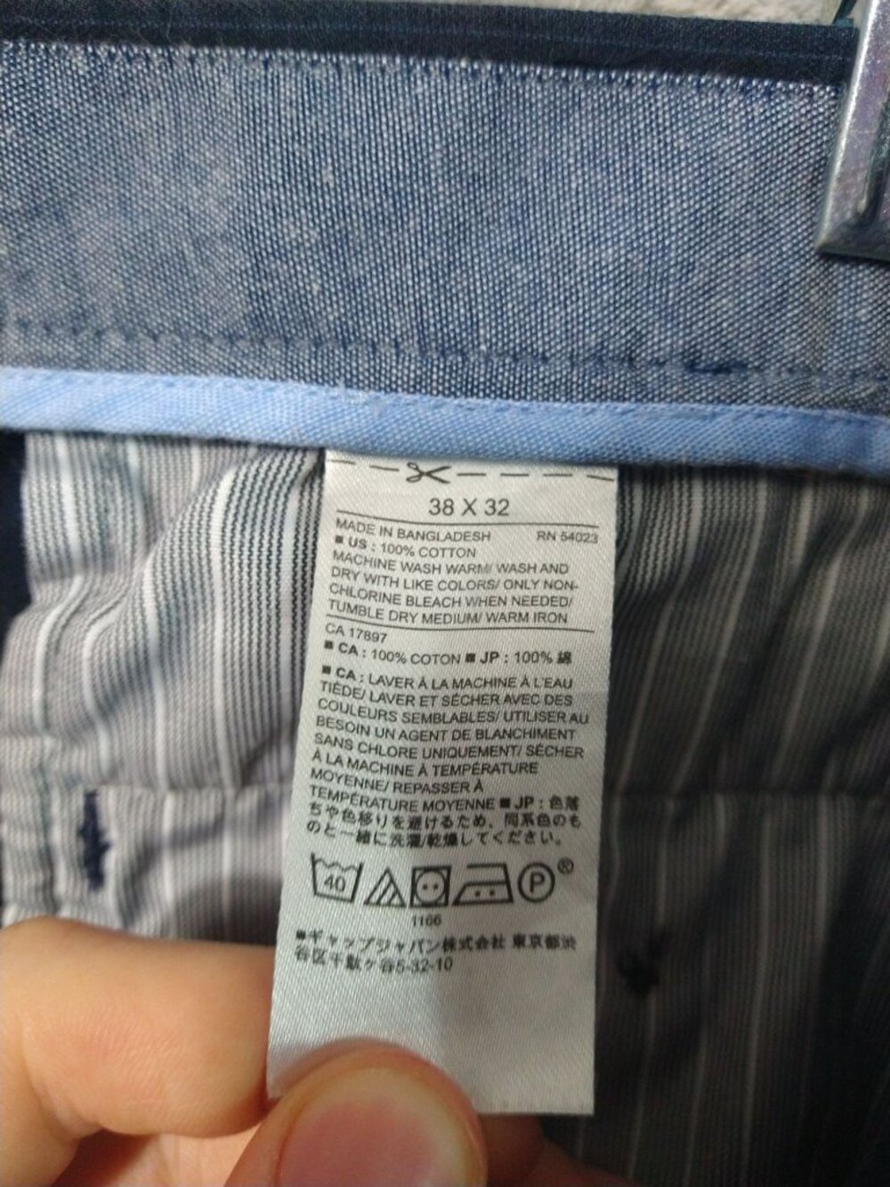 Banana Republic Pants Mens 38x32 Blue Striped Chino Kentfield Flat Front Cotton - Picture 8 of 10